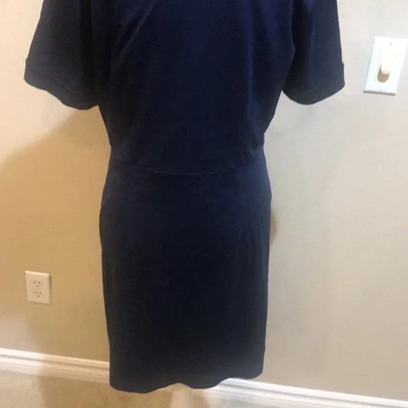 New York & Company Navy Gold Button Front collared Breast Pockets Dress-Size L - Picture 8 of 8